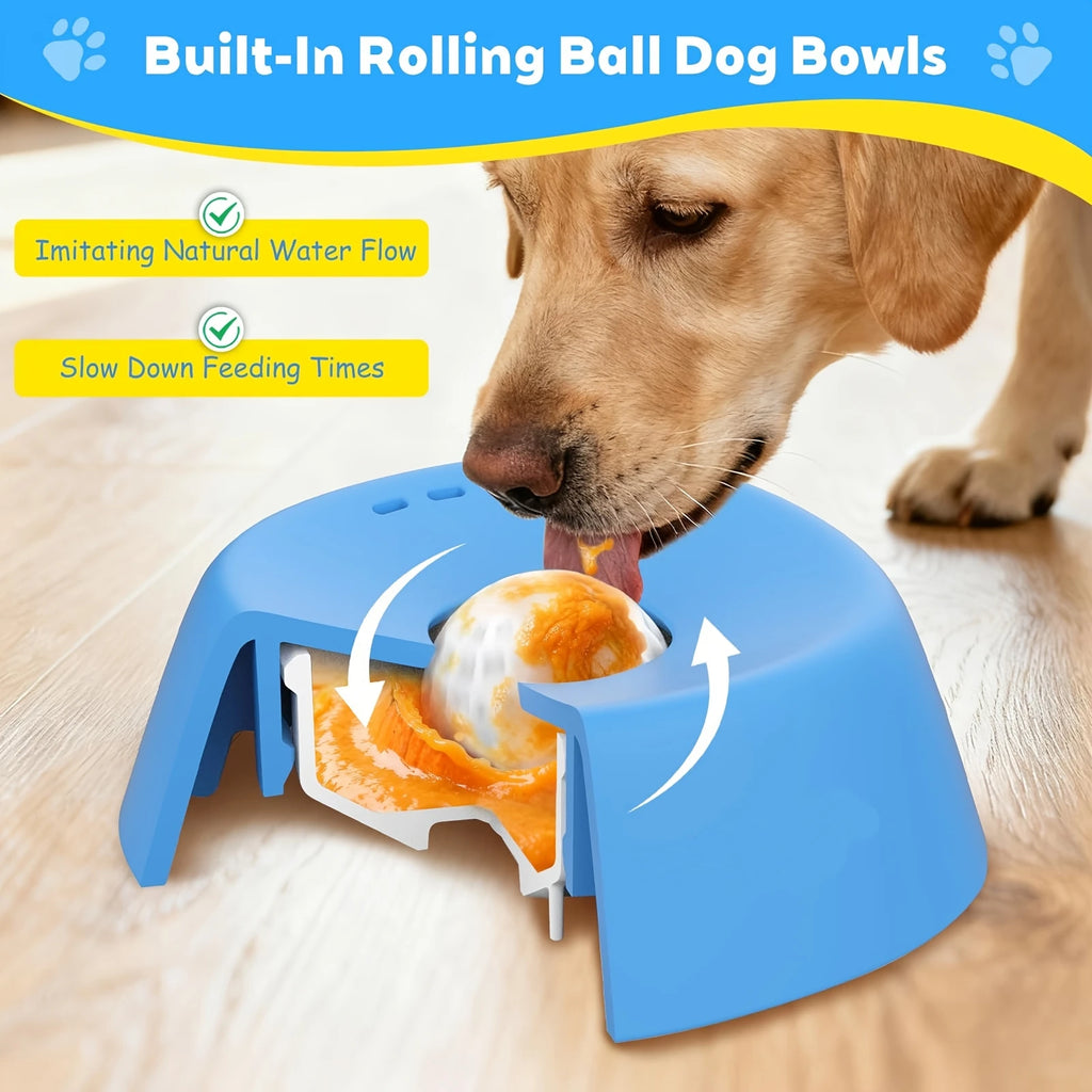 Liquid Slow Dog Bowls Anti-Slip Ball-Shaped Bone Soup Dog Licking Bowl Licking Bowl for Healthy Eating Non-Slip and Anti-Chokin