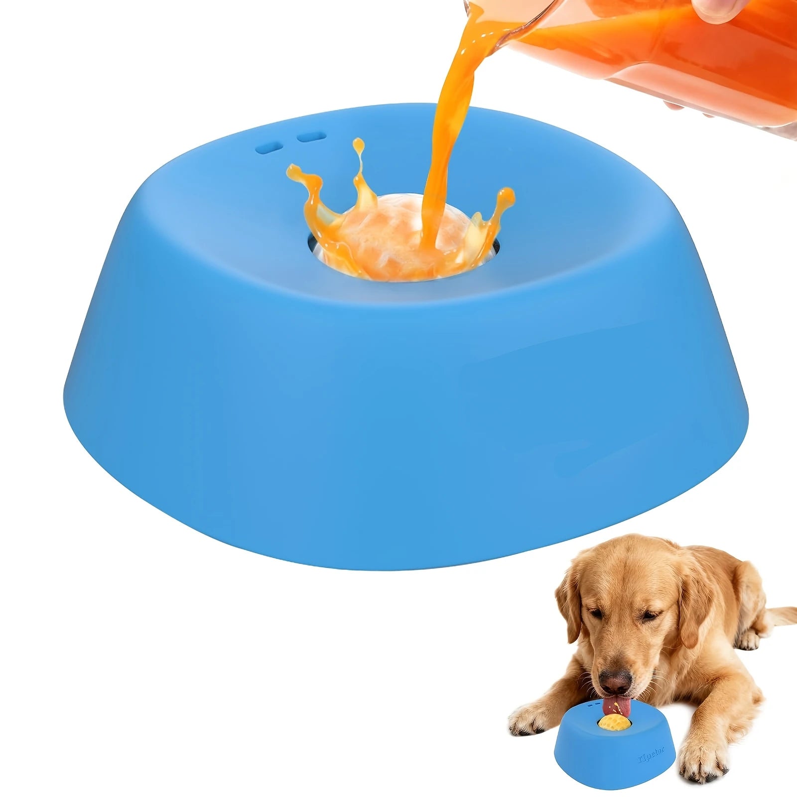 Liquid Slow Dog Bowls Anti-Slip Ball-Shaped Bone Soup Dog Licking Bowl Licking Bowl for Healthy Eating Non-Slip and Anti-Chokin